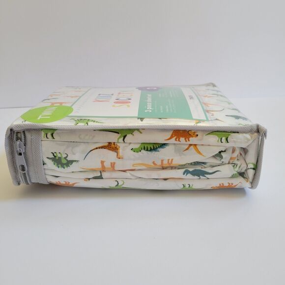 Green Yellow Dinosaurs Triceratops Pterodactyl 3 pc Twin Sheet Set Kids Jurassic - Picture 8 of 10